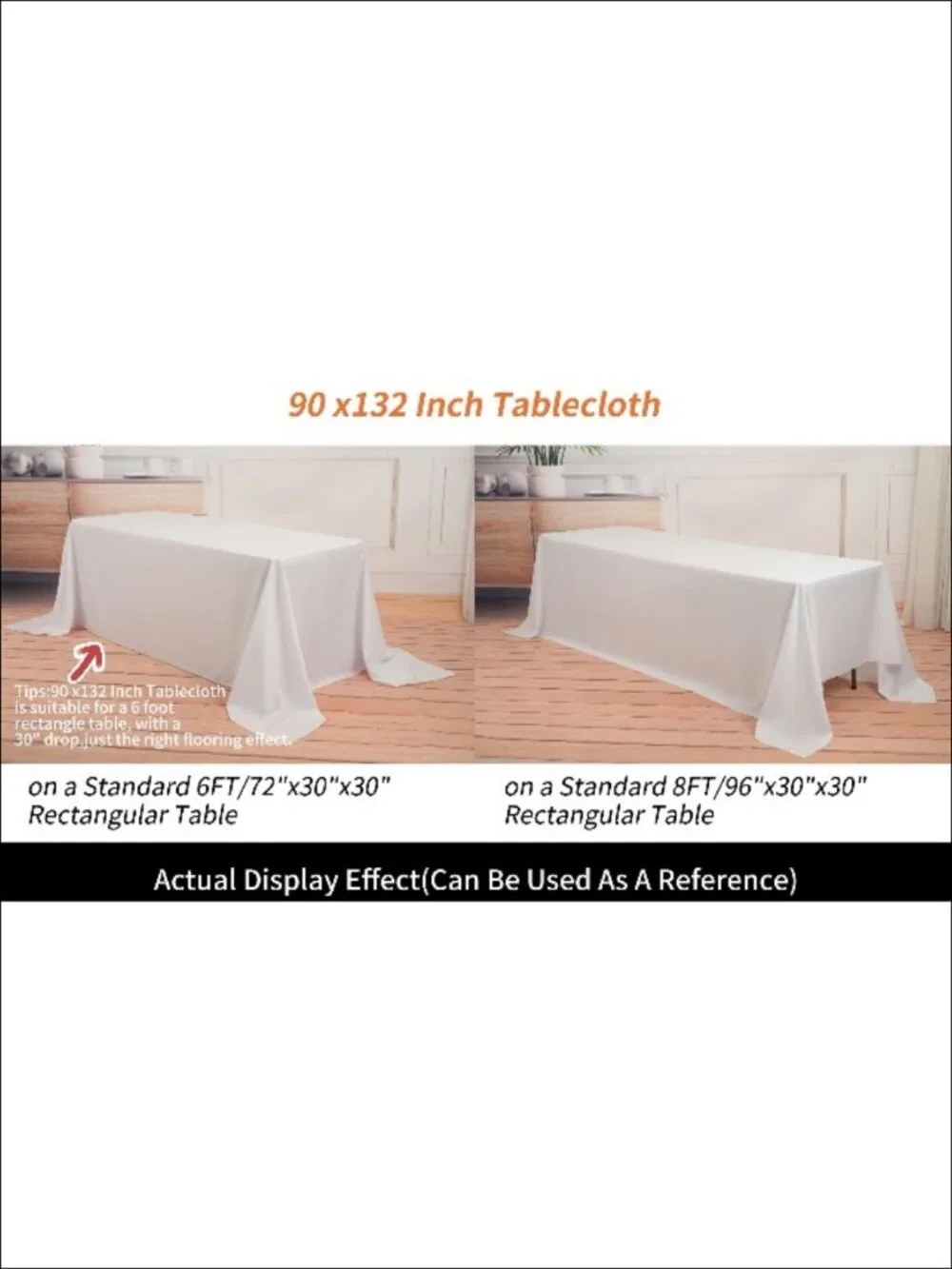 10 Pack White Tablecloths for 6 Foot Rectangle Tables 60 x 102 Inch Polyester